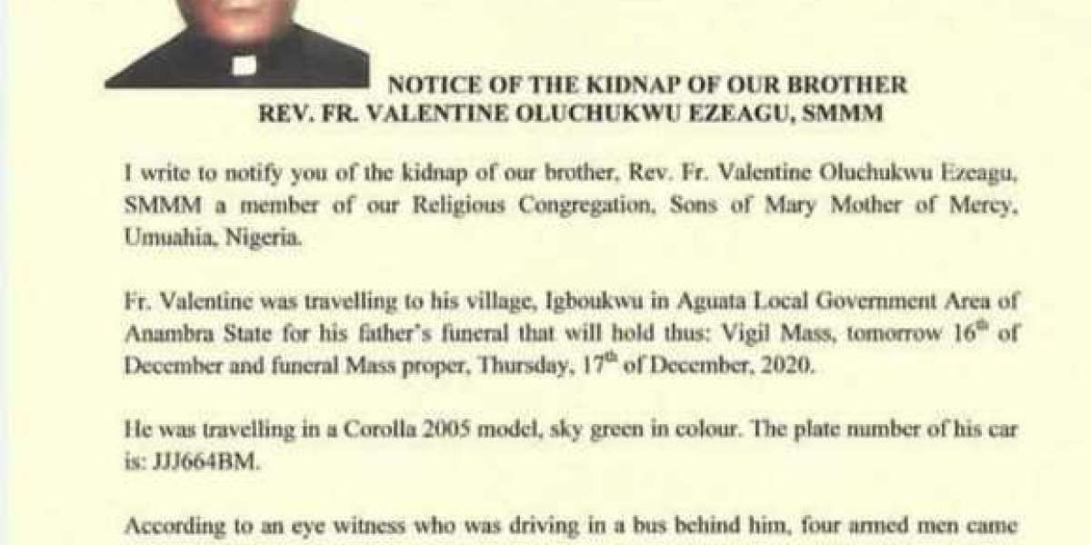 Valentine Oluchukwu: Priest Kidnapped While Travelling For His Father's Burial