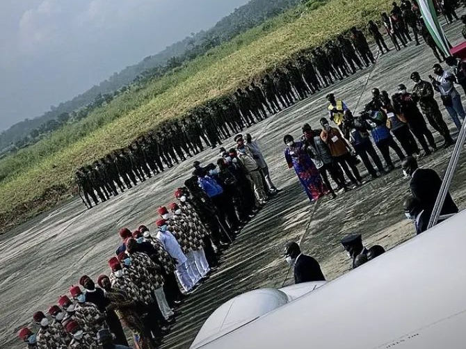 EXPOSED: Panic As Heavy Militarisation, Helicopters, Armoured Carriers, Other 'War Weapons' Accompany Buhari To Imo State Ibom Focus