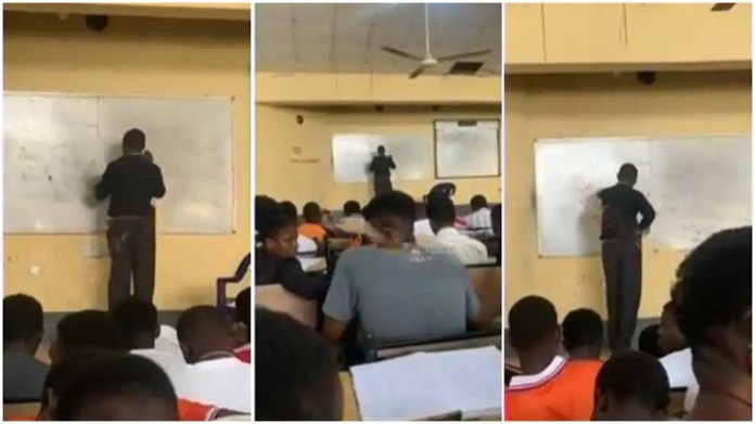 VIDEO: Students Mocks Lecturer That Stuck While Solving Question In Class - Ibom Focus