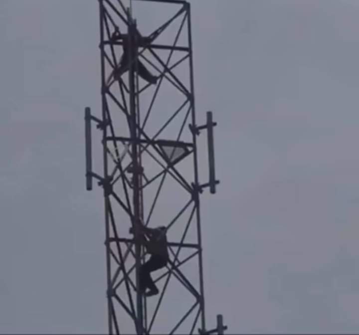 Man Climbs Mast, Threatens To Commit Suicide If A Woman Is Not Married To Him - Ibom Focus